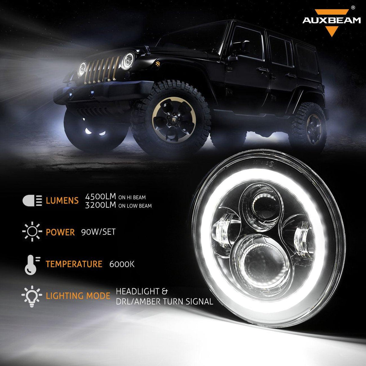 7" LED Halo Headlights + 5D-PRO 52" Straight LED Light Bar + Windshield Mounting Brackets + 18W Flood Beam Pod Lights Set for Jeep Wrangler TJ