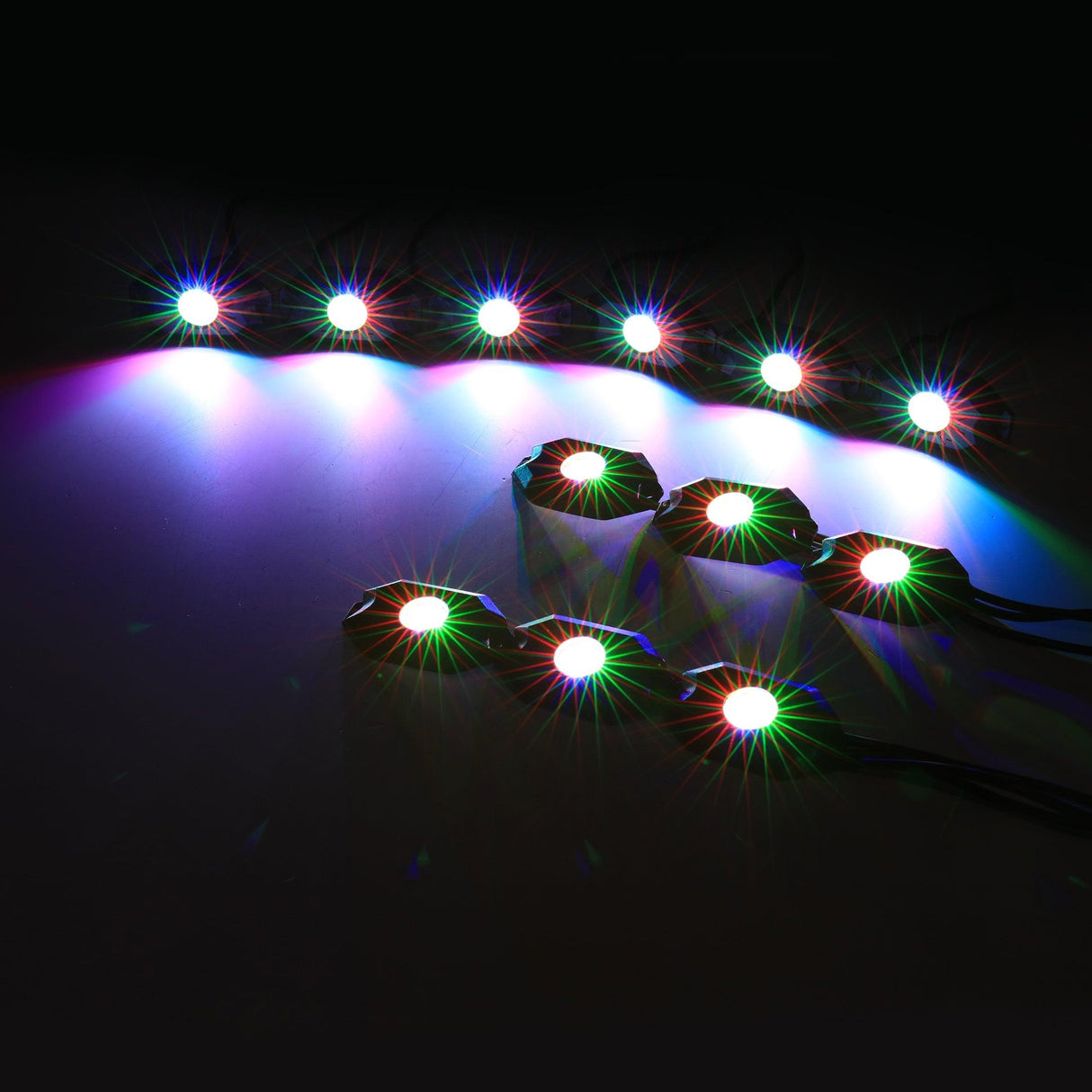 (4Pcs/8Pcs/12Pcs Set) RGB LED Rock Light Set with Bluetooth Controller