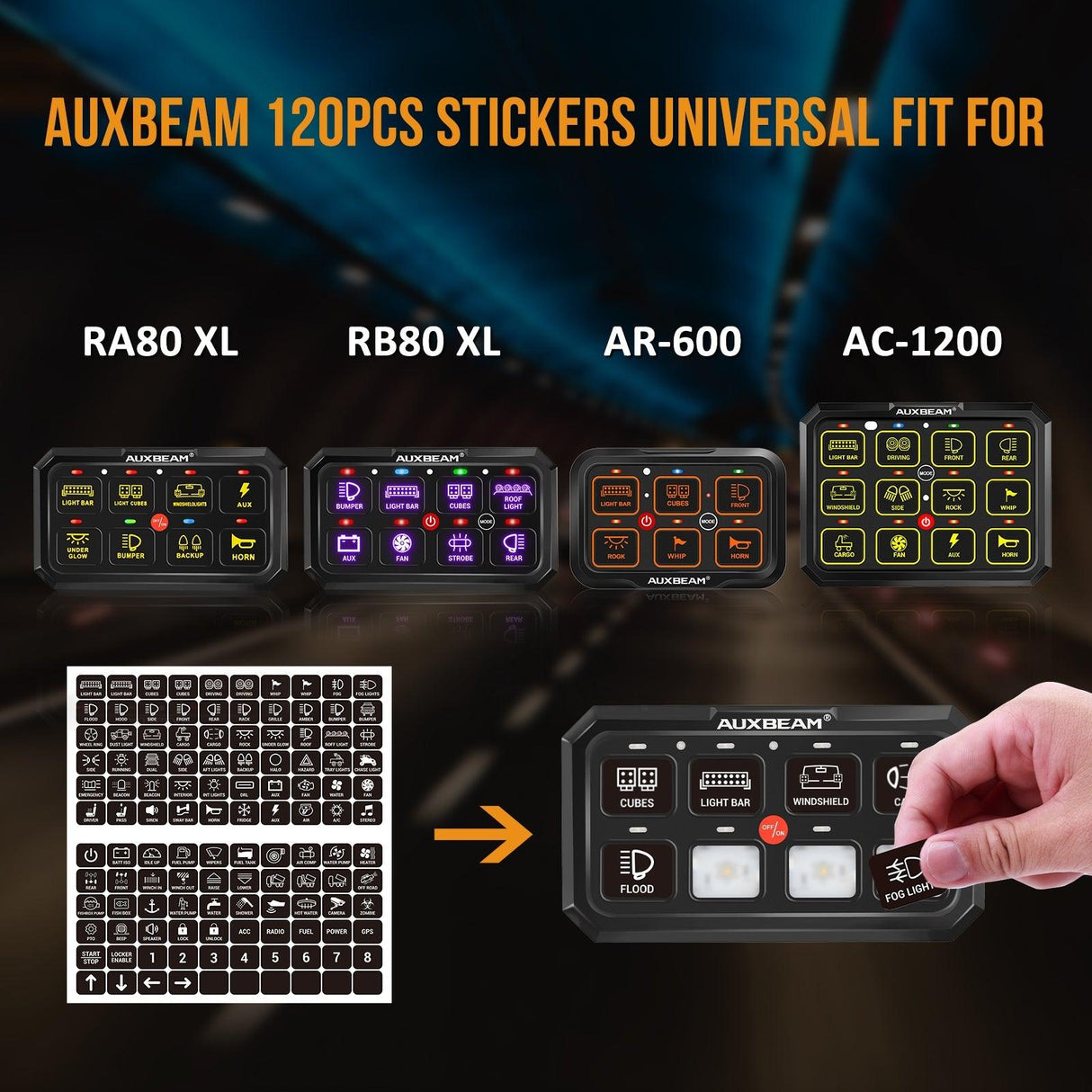 120 Universal Stickers for AC-1200/AR-600/RA80 XL/RB80 XL Switch Panel