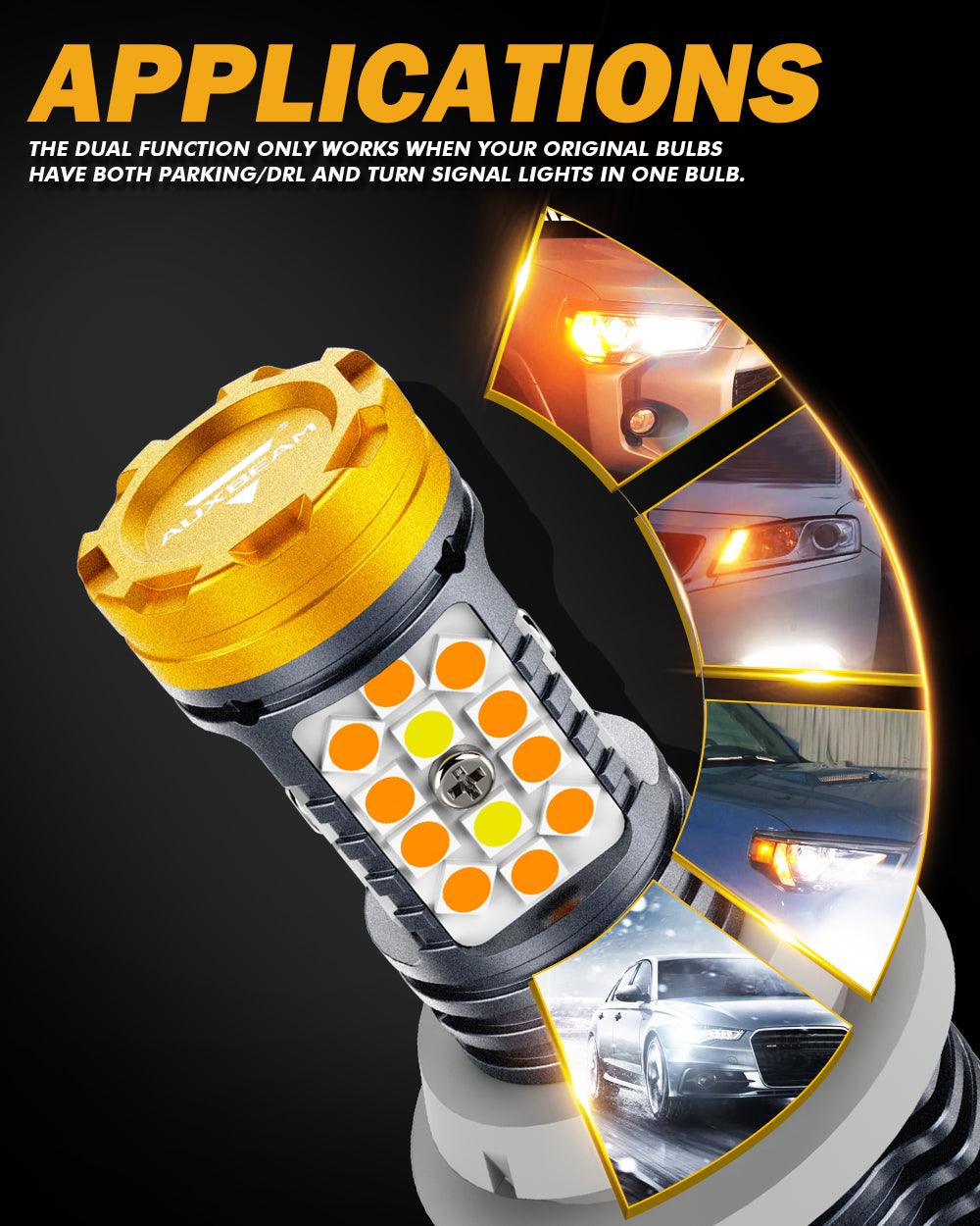 🆕1157 BAY15D LED Front Turn Signal & DRL Light Bulbs 800% High Brightness CAN-Bus Error Free Dual Color Switchback White & Amber B31 Series | 2 Bulbs