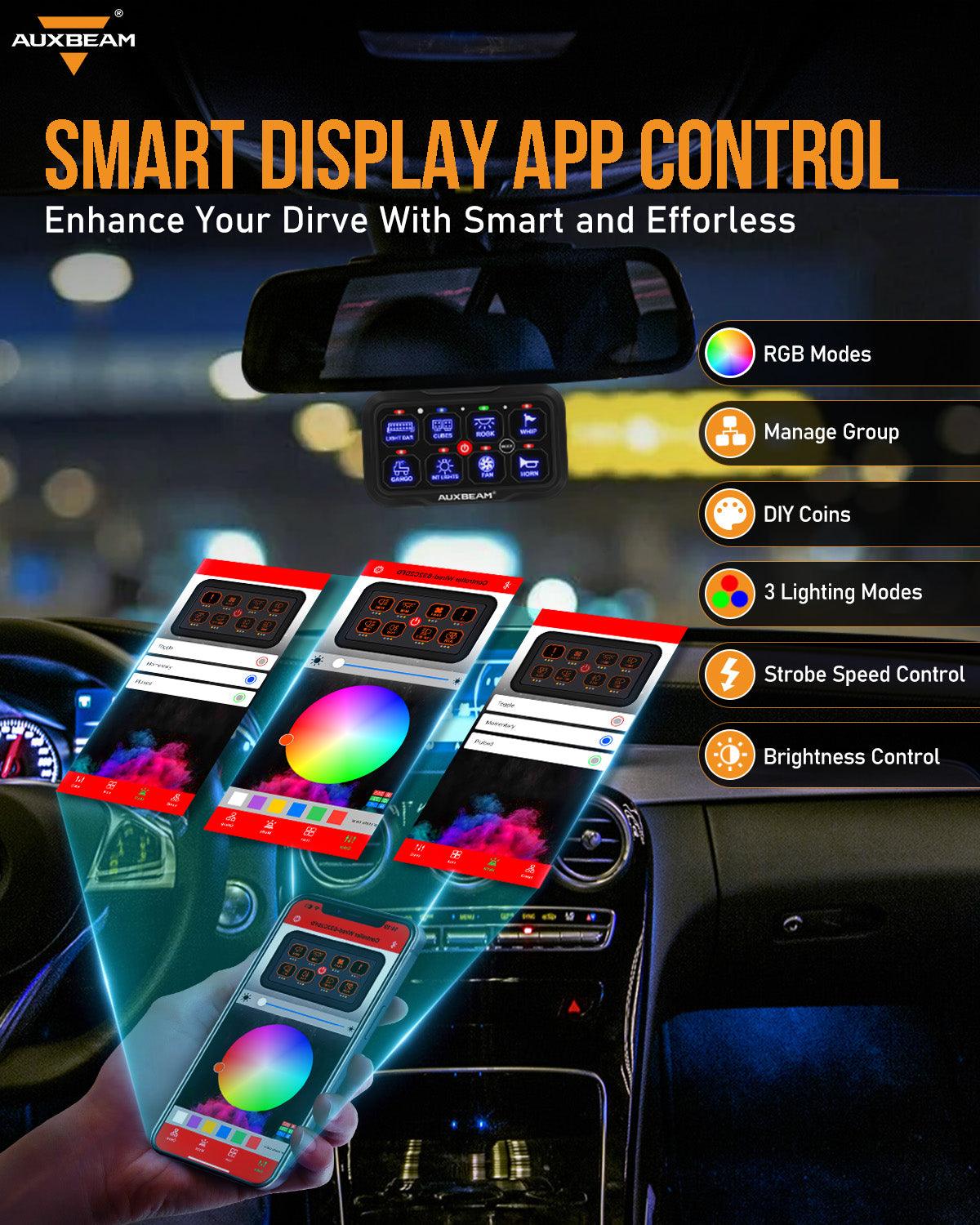 AR-800 RGB Switch Panel with APP, Toggle/ Momentary/ Pulsed Mode Supported(One-Sided Outlet)