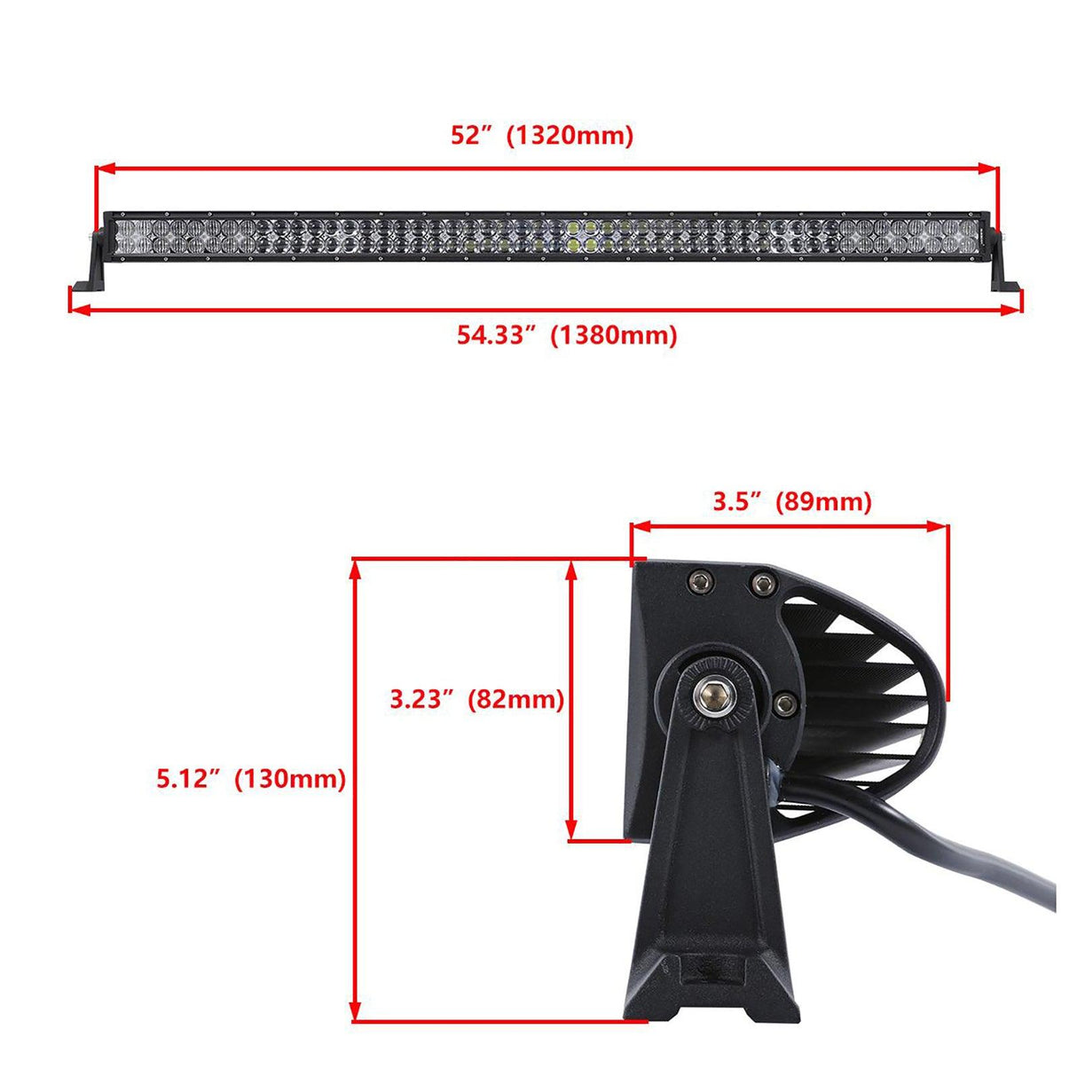 52" 5D-Series Straight LED Light Bar&Windshield Mounting Brackets For Jeep Wrangler JK 2007~2017