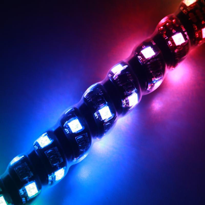 3FT/4FT LED RGB Whip Lights with Bluetooth/ Remote Controlled & Black Universal Flagpole Light Mount for all UTVs with 1.75" to 2" Roll Cage