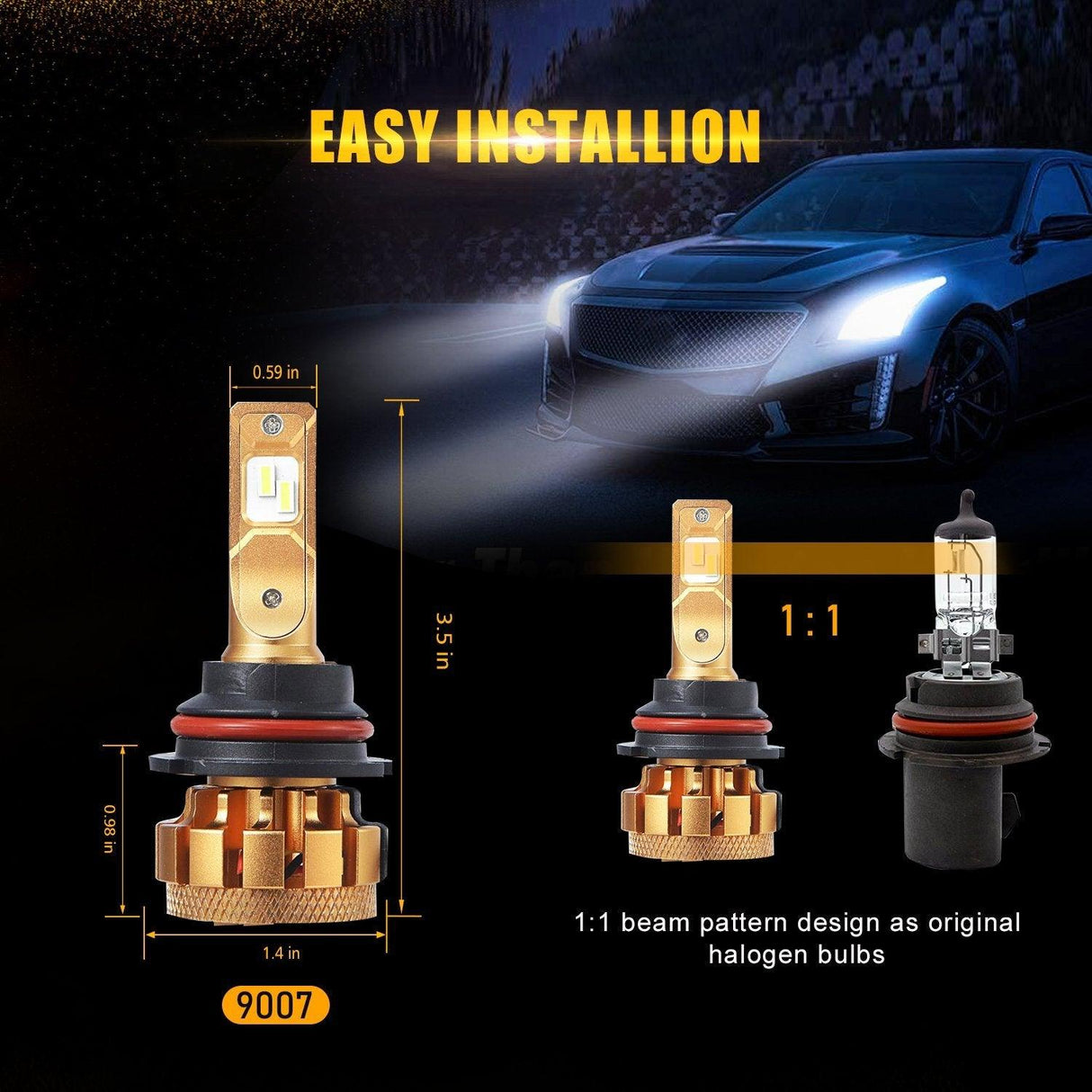 For 2001-2019 Nissan Frontier High Low Beam 9007/HB5 LED Light Bulbs F-16 Plus Series Automotive Grade 14000LM