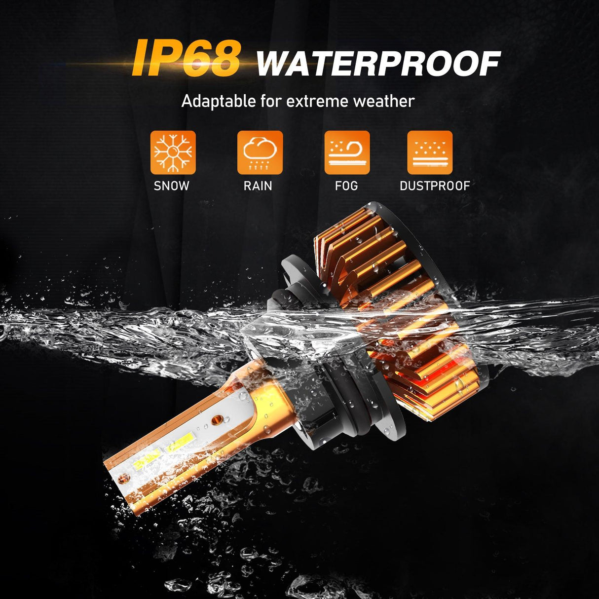 9007 LED Headlight Bulbs 52W 10000LM F2 Series Mini Size 6500K Cool White | 2 Bulbs