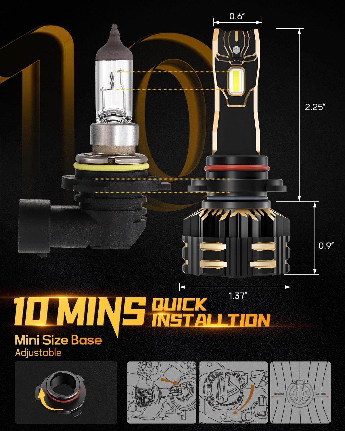 9005+H11 LED Headlight Bulbs 120W 25000LM GX Series Brightest 6500K Cool White | 4 Bulbs