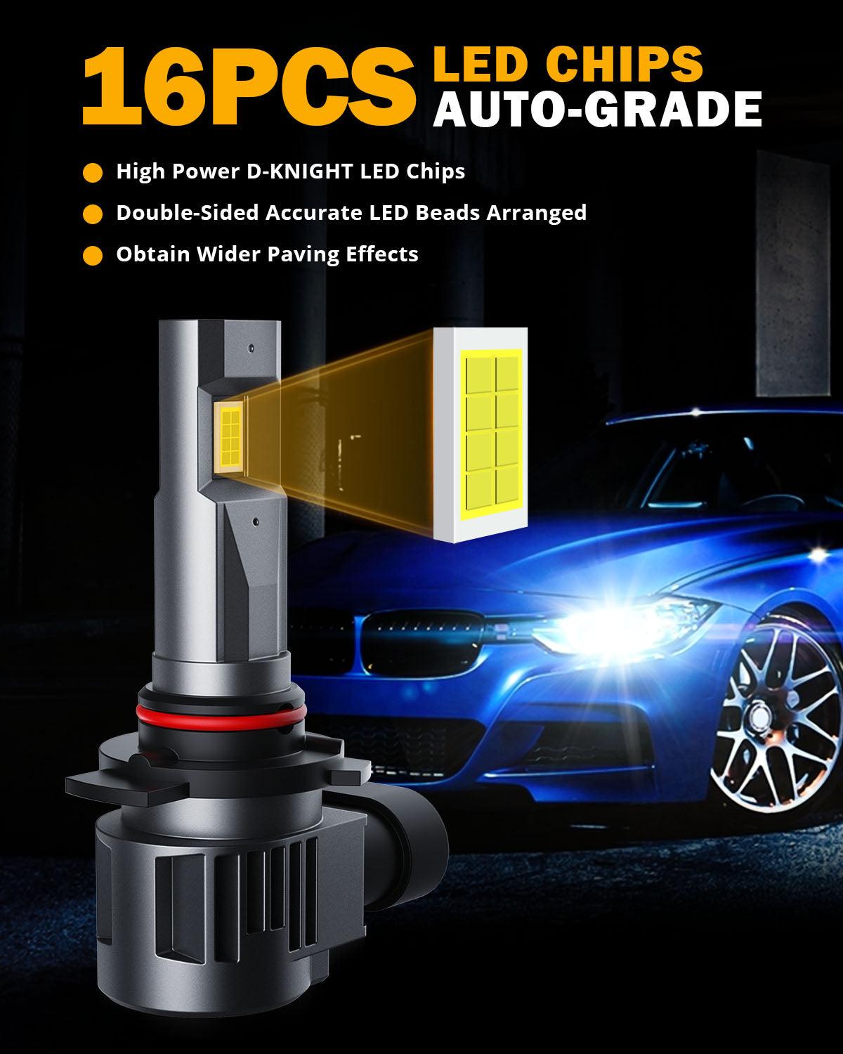 9012/HIR2 LED Headlight Bulbs 90W 22000LM Q20 Series 1:1 Halogen Size 6500K Cool White | 2 Bulbs