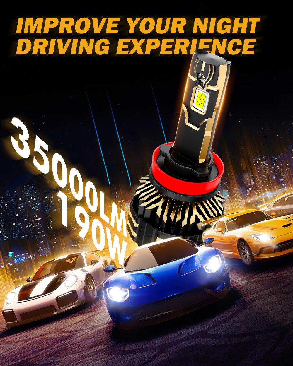 🆕H11/H9/H8/H16JP LED Headlight Bulbs 190W 35000LM GX-PRO Series 6500K Cool White | 2 Bulbs