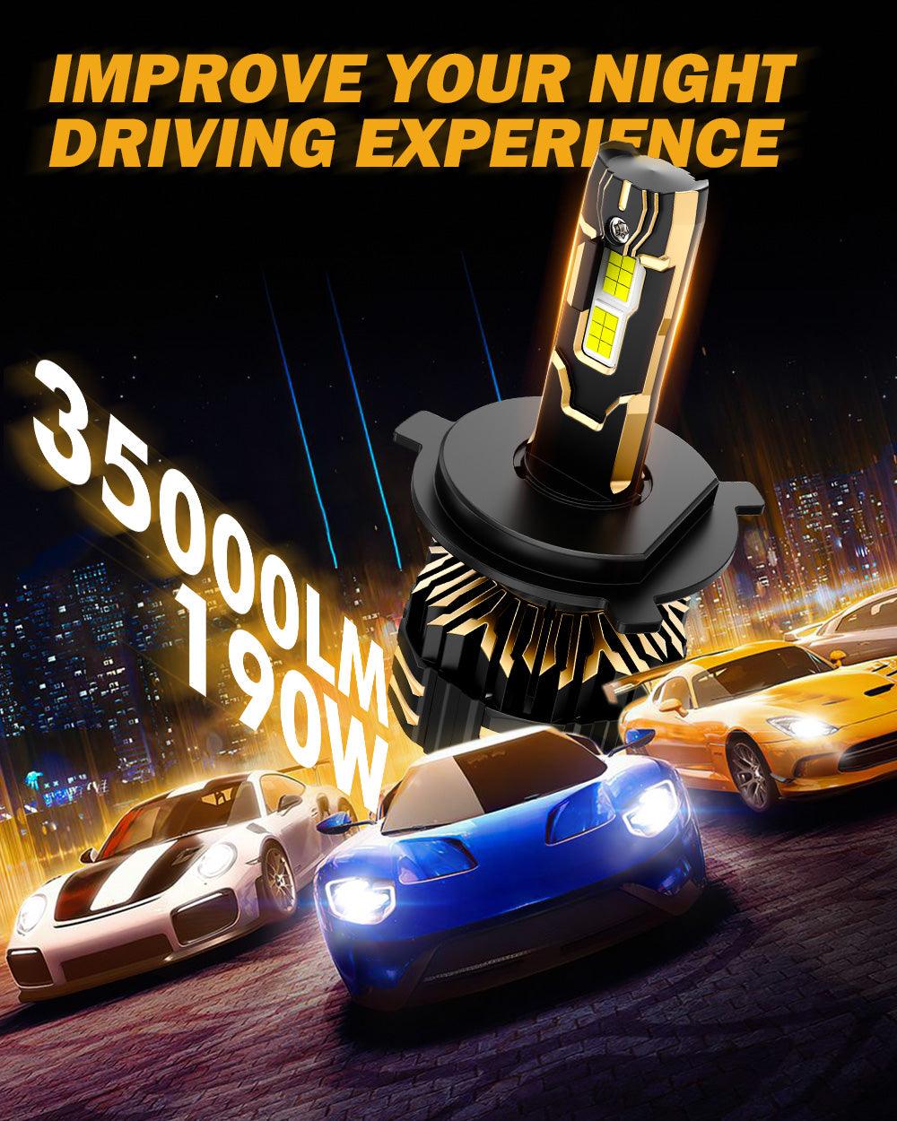 🆕H4 LED Headlight Bulbs 190W 35000LM GX-PRO Series 6500K Cool White | 2 Bulbs