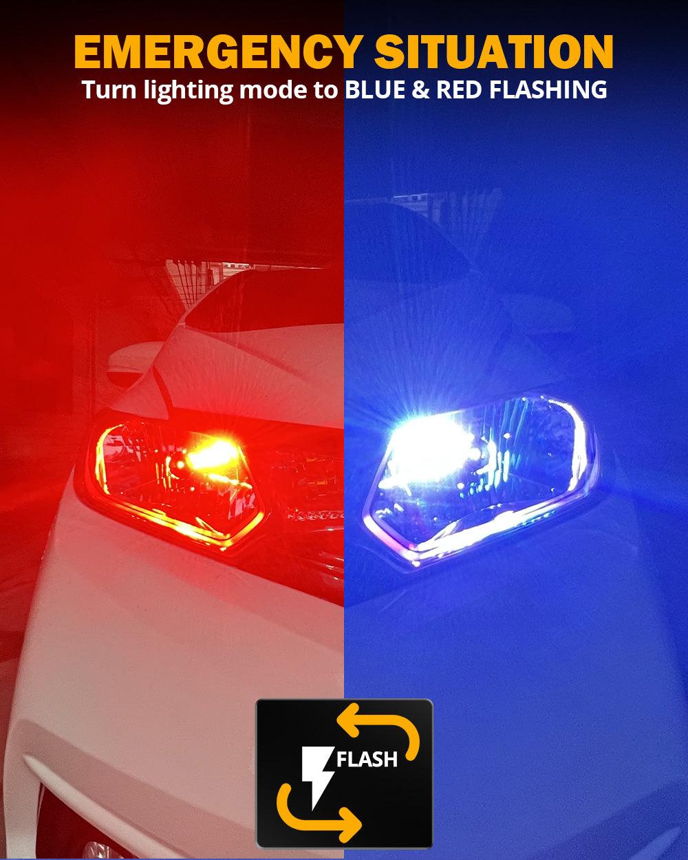 🆕9012/HIR2 RGB LED Headlight Bulbs/DRL/Fog Light R7 Series 70W 25000LM 6500K Cool White + RGB Remote Control | 2 Bulbs