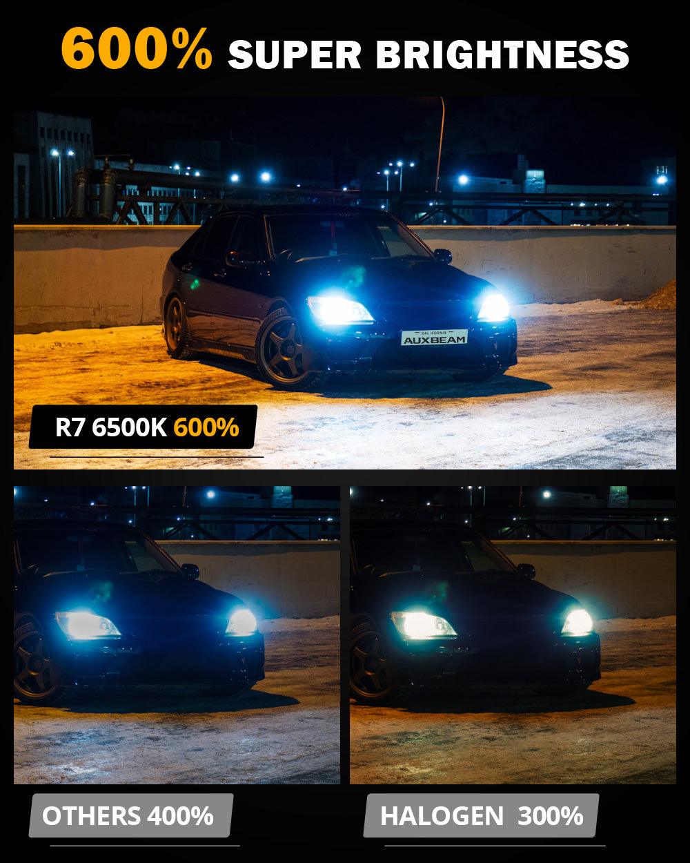 🆕H11/H9/H8 RGB LED Headlight Bulbs/DRL/Fog Light R7 Series 70W 25000LM 6500K Cool White + RGB Remote Control | 2 Bulbs