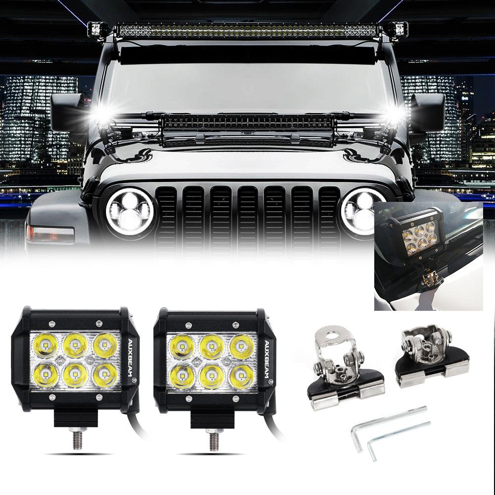 4" Classic-SM Series Spot Beam LED Pods Light + Universal LED Working Lights Mounting Brackets