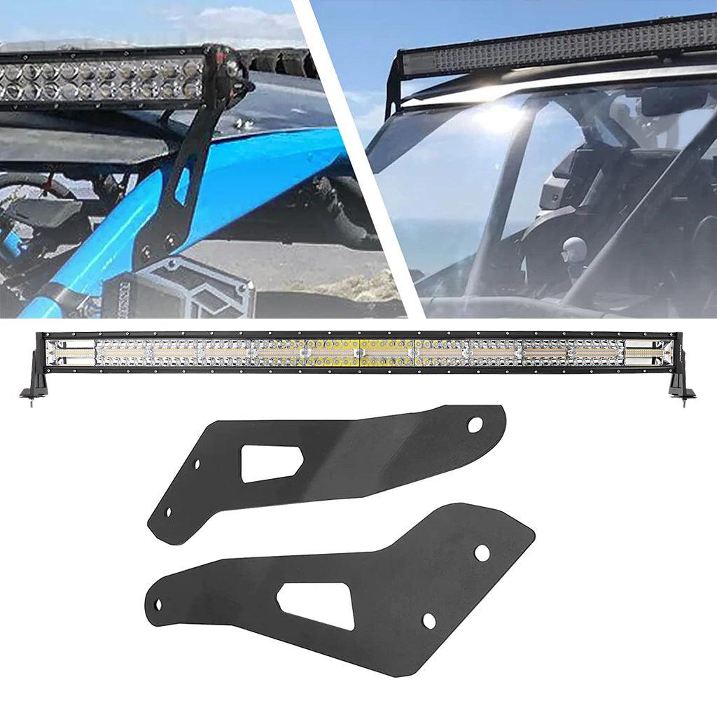 50 Inch 6 Modes Curved LED Light Bars & LED Light Bar Mounting Bracket Combo for Can-am Maverick X3