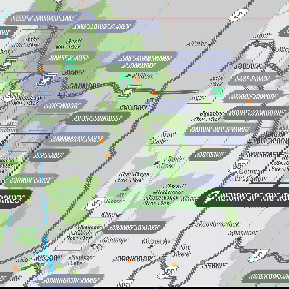 Height of the Rockies Provincial Park BC - Park Map