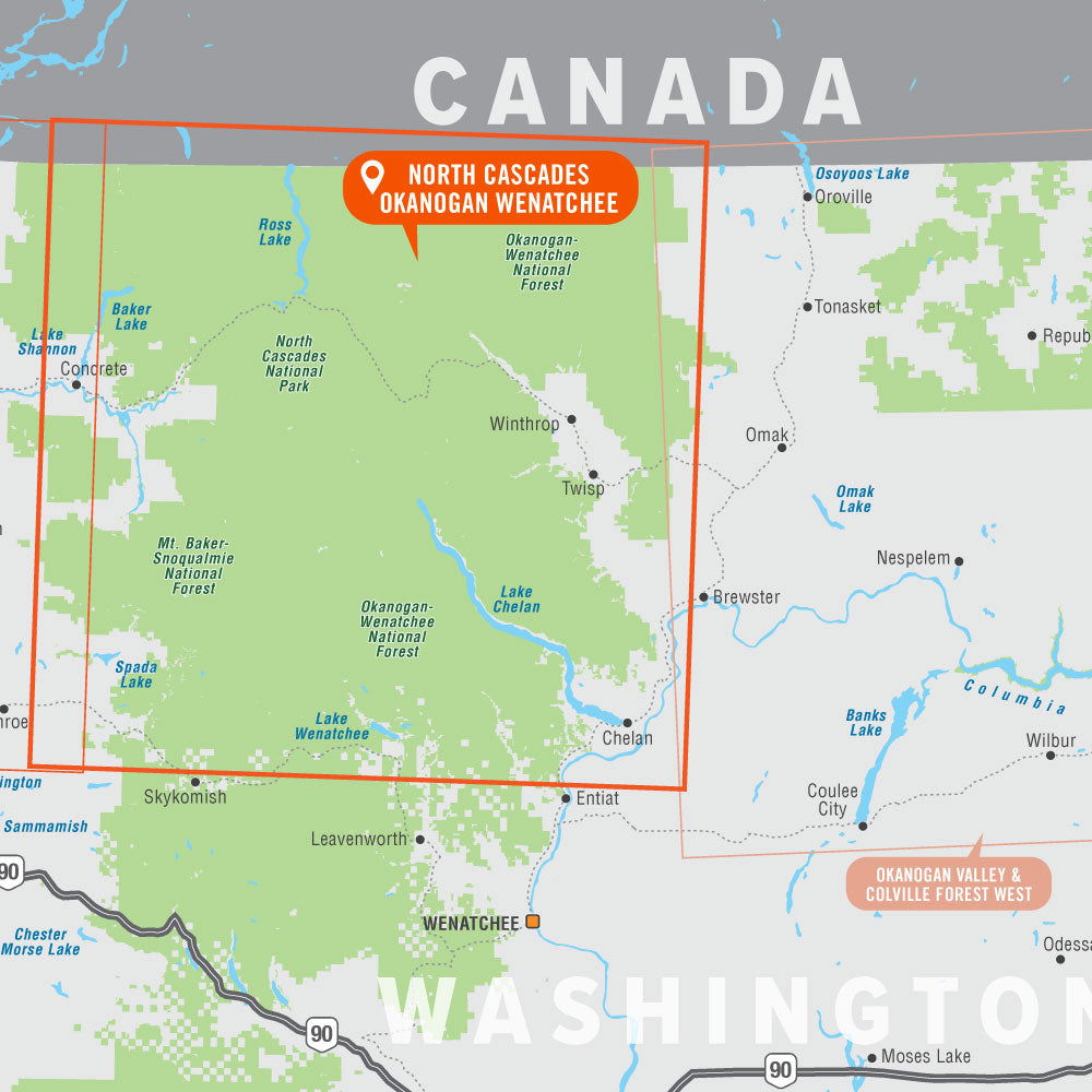 North Cascades, Okanogan Wenatchee, Washington State - Destination Map