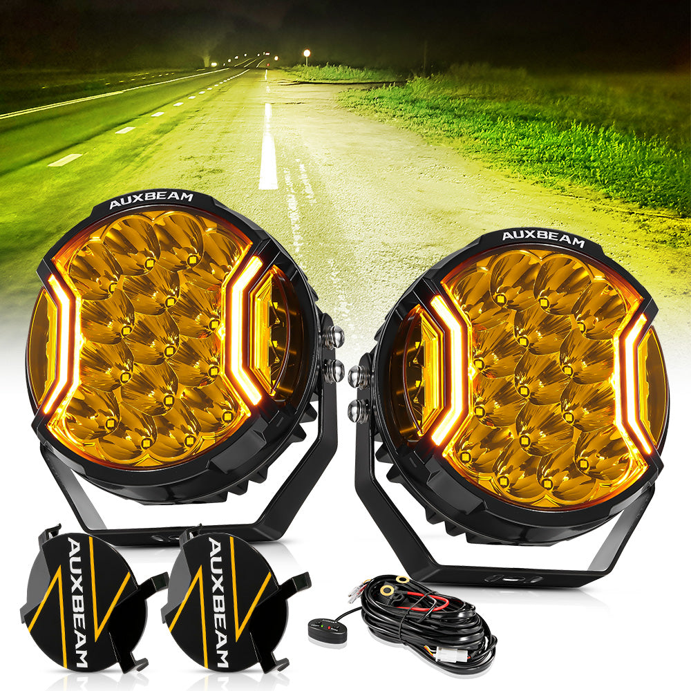 V-ULTRA Series | 7 Inch 226W LED Side Shooter Amber Pod Lights with Amber DRL