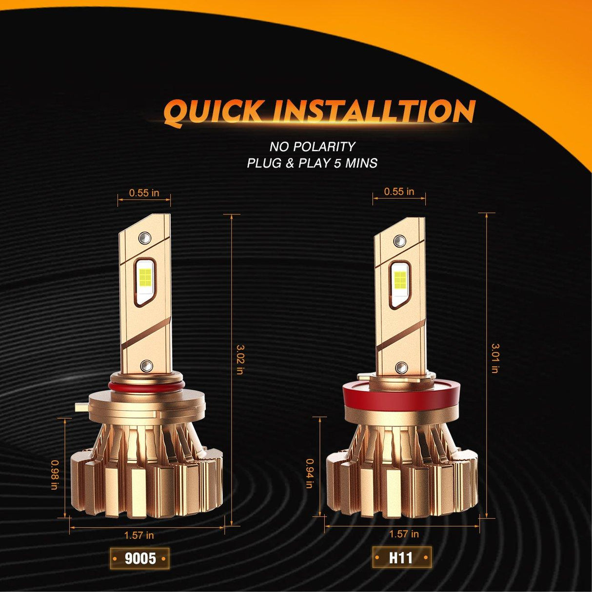 9005+H11 LED Headlight Bulbs 44W 4000LM X60 Series Fanless 6500K Cool White | 4 Bulbs