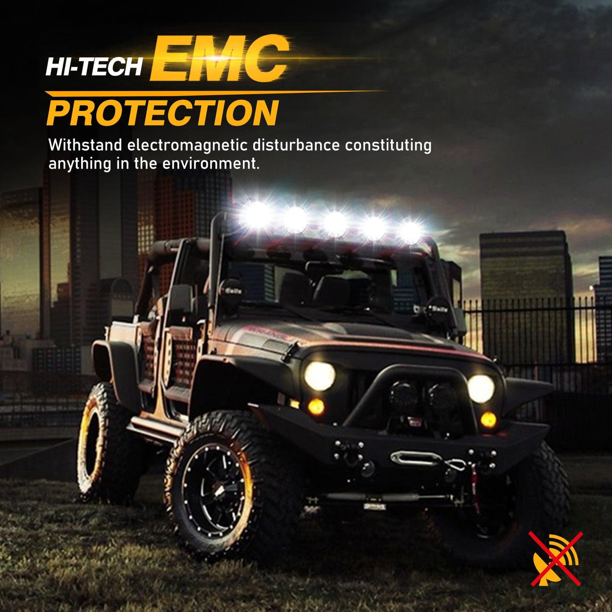 (2pcs/set) 7 Inch 230W 33332LM 360-PRO Series Custom Lens Offroad LED Driving Lights+Amber/Black Covers(Optional) for JEEP WRANGLER JL JK TJ