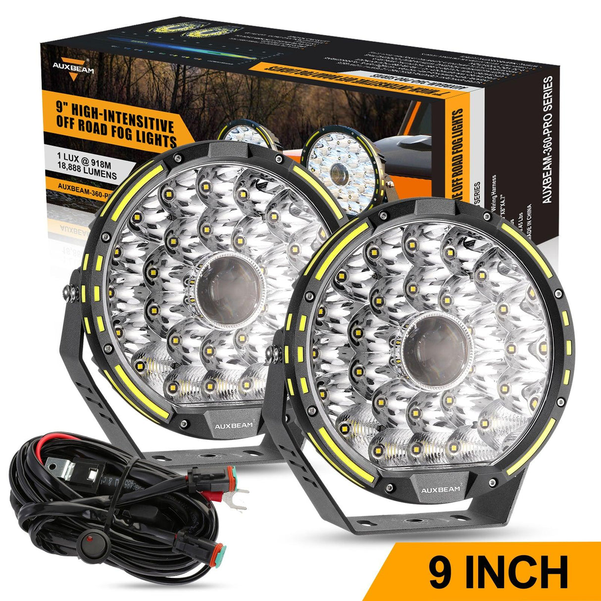 (2pcs/set) 9 INCH 270W 37776LM 360-PRO Series Custom Lens LED Driving Lights+Amber/Black Covers(Optional) for Toyota Tacoma 2016 2017 2018 2019 2020 2021