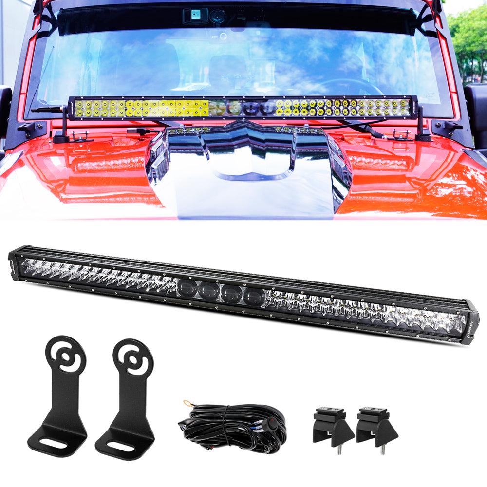 NEW 5D-PRO Series Spot Led Light Bars with DT Wiring Harness Kit For JEEP
