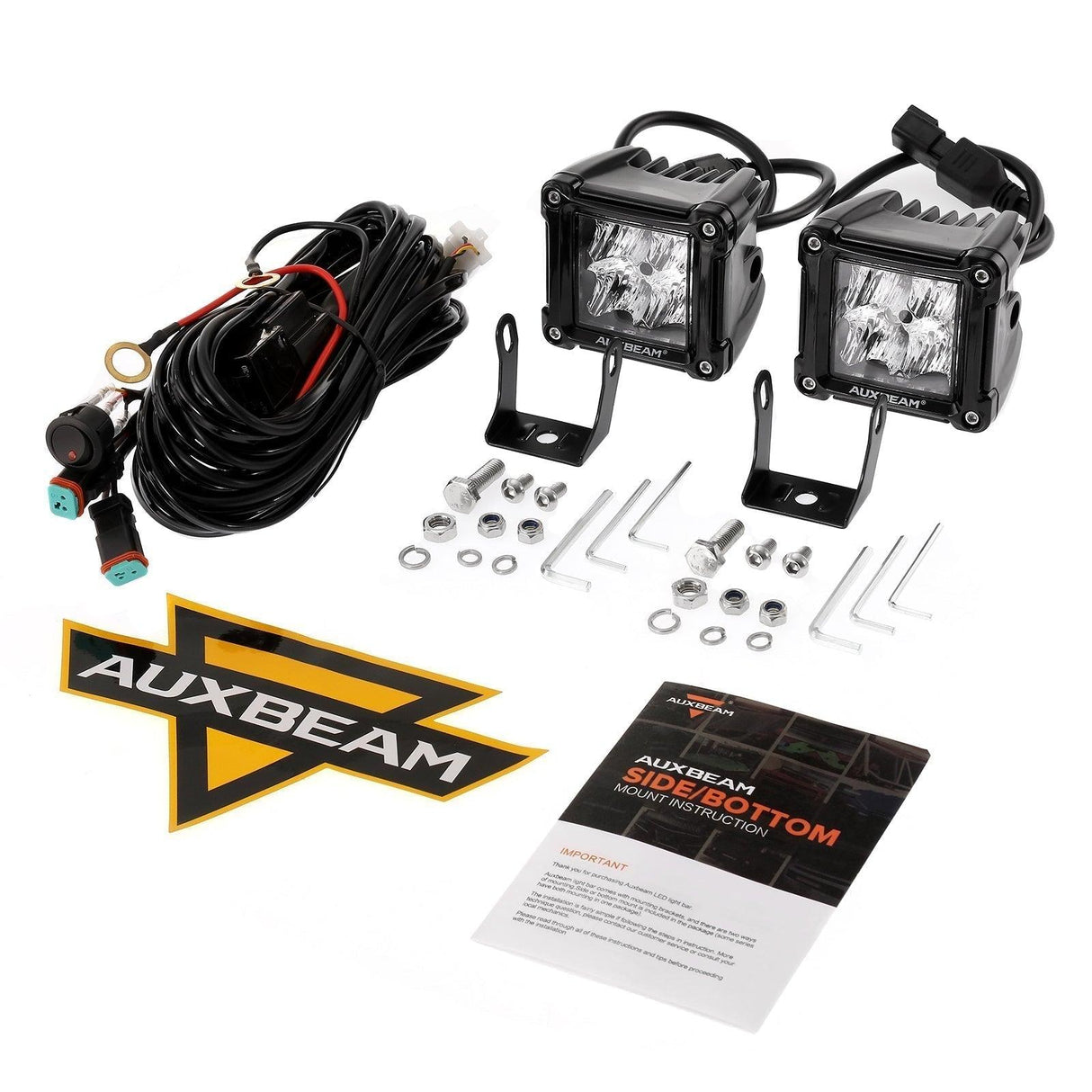 3 Inch LED Pods Light Spot/Flood Beam & A-pillar Mounting Brackets for for 2013-2021 Polaris Ranger models with the PRO-FIT cage