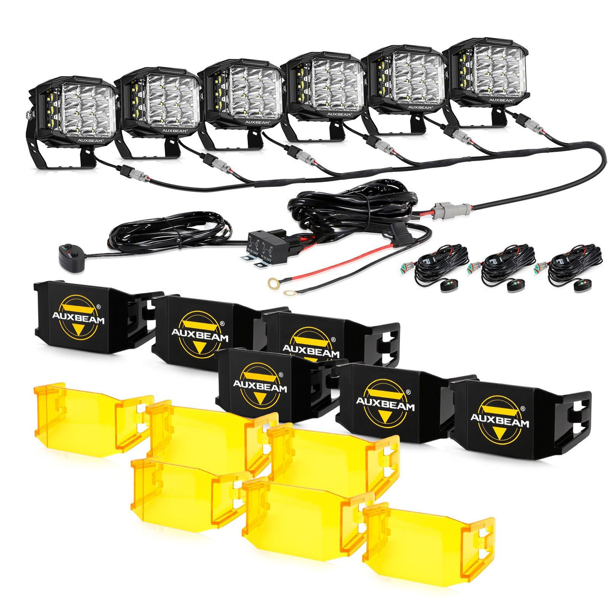 V-max Series 6Pcs Side Shooter Pod Lights with Power Harness