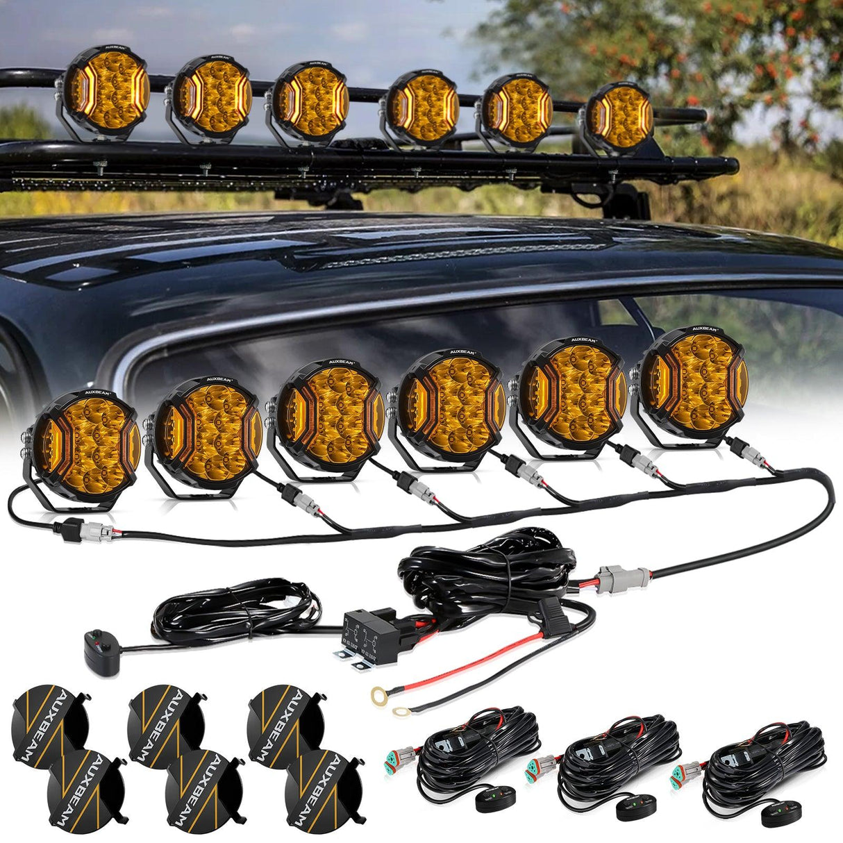 V-ULTRA Series LED Side Shooter Amber/White Pod Lights with Amber DRL