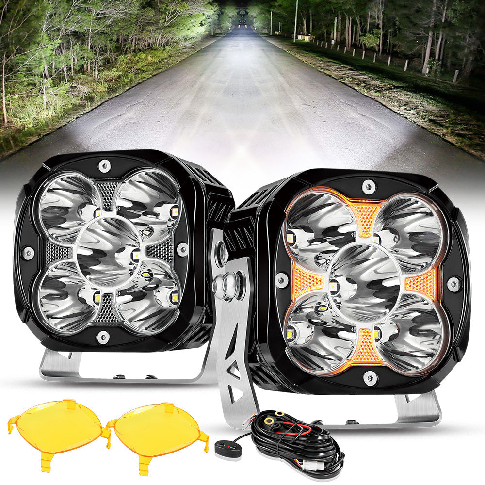 XP-ULTRA Series 4.5 Inch LED Pod Lights Off Road Lights with Amber DRL