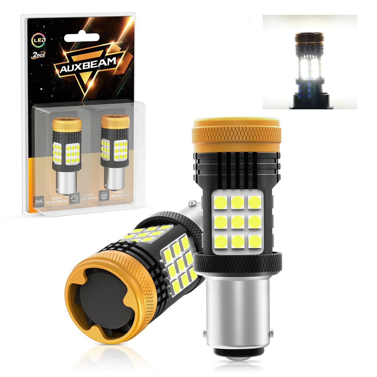 (2pcs/set) 🆕1157 BAY15D 1156 BA15S BAU15S White Amber Red Canbus Error Free No Hyper Flash LED Turn Signal DRL Brake Light Tail Light Reversing Light Bulbs Fan Cooling