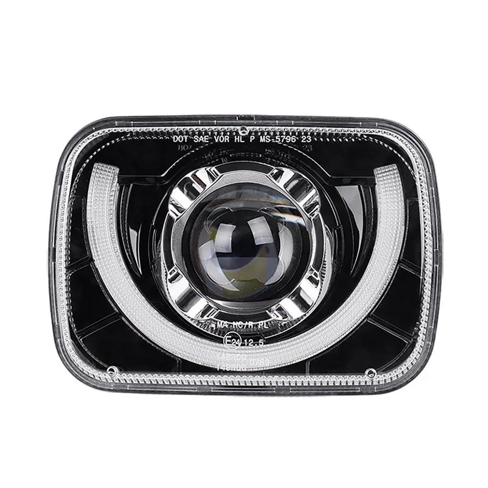 7x6 Inch Sealed Beam LED Headlights with Hi-Lo Beam & Amber Turn Signal White DRL for Jeep Wrangler YJ 1987-1995