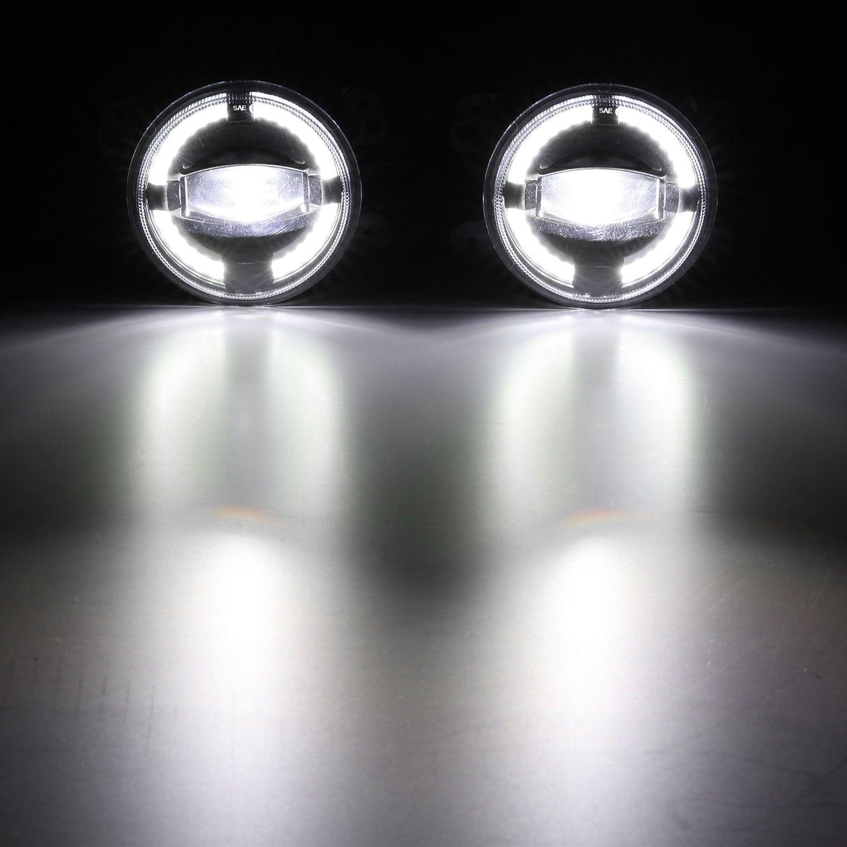 (2pcs/set) 4" 60W LED Fog Lights with White Halo Ring DRL for Jeep Wrangler JK/ Jeep Grand Cherokee/ Dodge