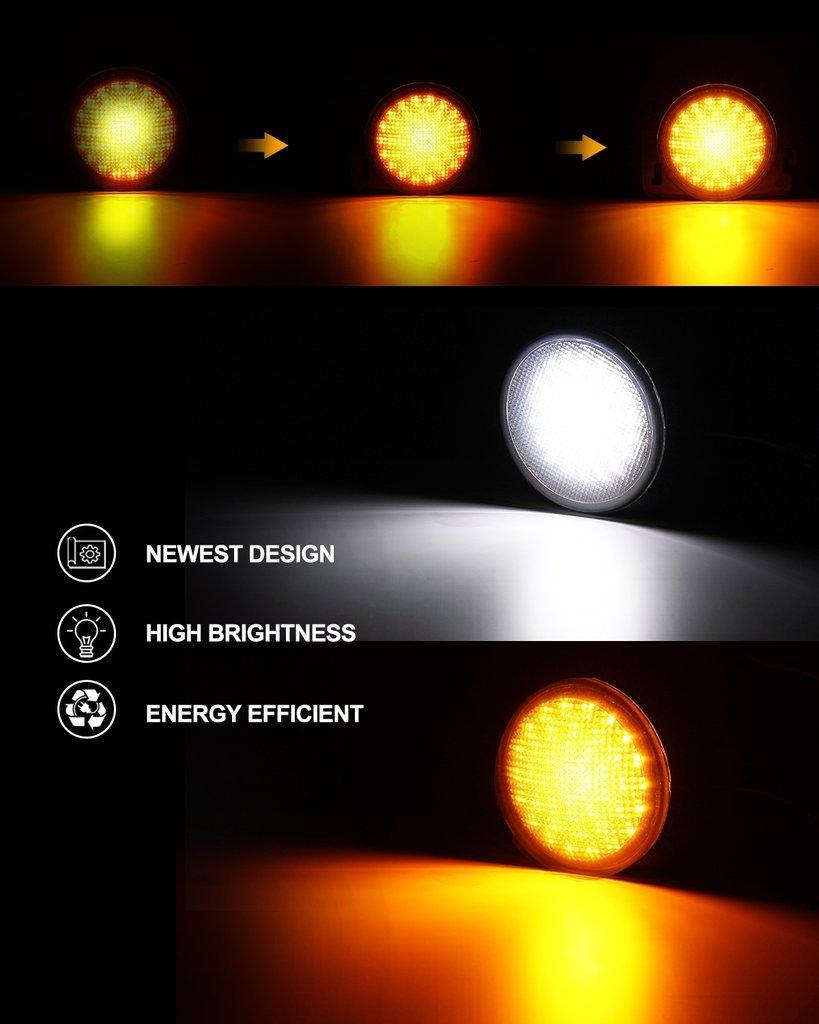 7'' LED Headlight Replacement + 4'' LED Fog Light + LED Smoke Tail Light + Front Turn Signal & Fender Flares Side Marker Light for Jeep Wrangler JK