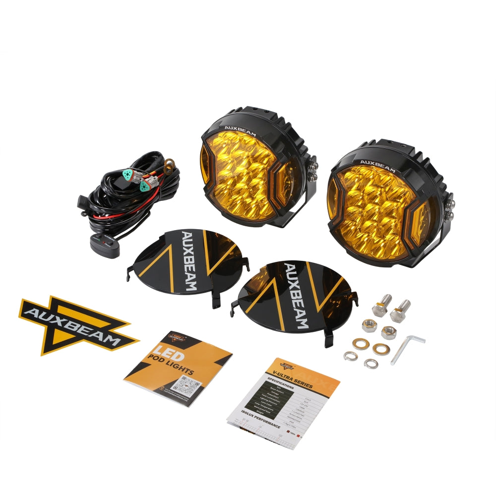 V-ULTRA Series | 7 Inch 226W LED Side Shooter Amber Pod Lights with Amber DRL