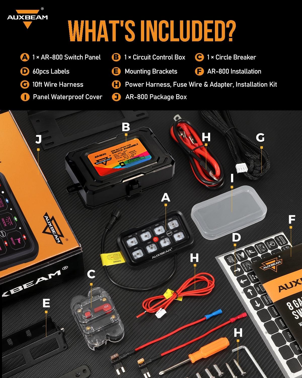 AR-800 Multifunction RGB Switch Panel with Bluetooth Controlled & 47 Inch Extension Cable(Optional) for Chevrolet Silverado