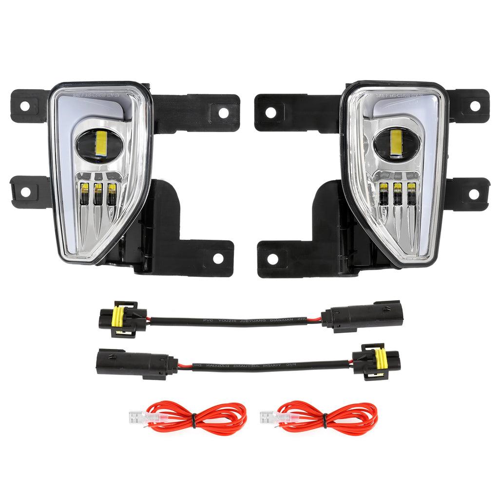 (2pcs/set) 45W DOT Approved LED Fog Lights with DRL for 2016-2018 Chevy Silverado 1500 (Black/Chrome)