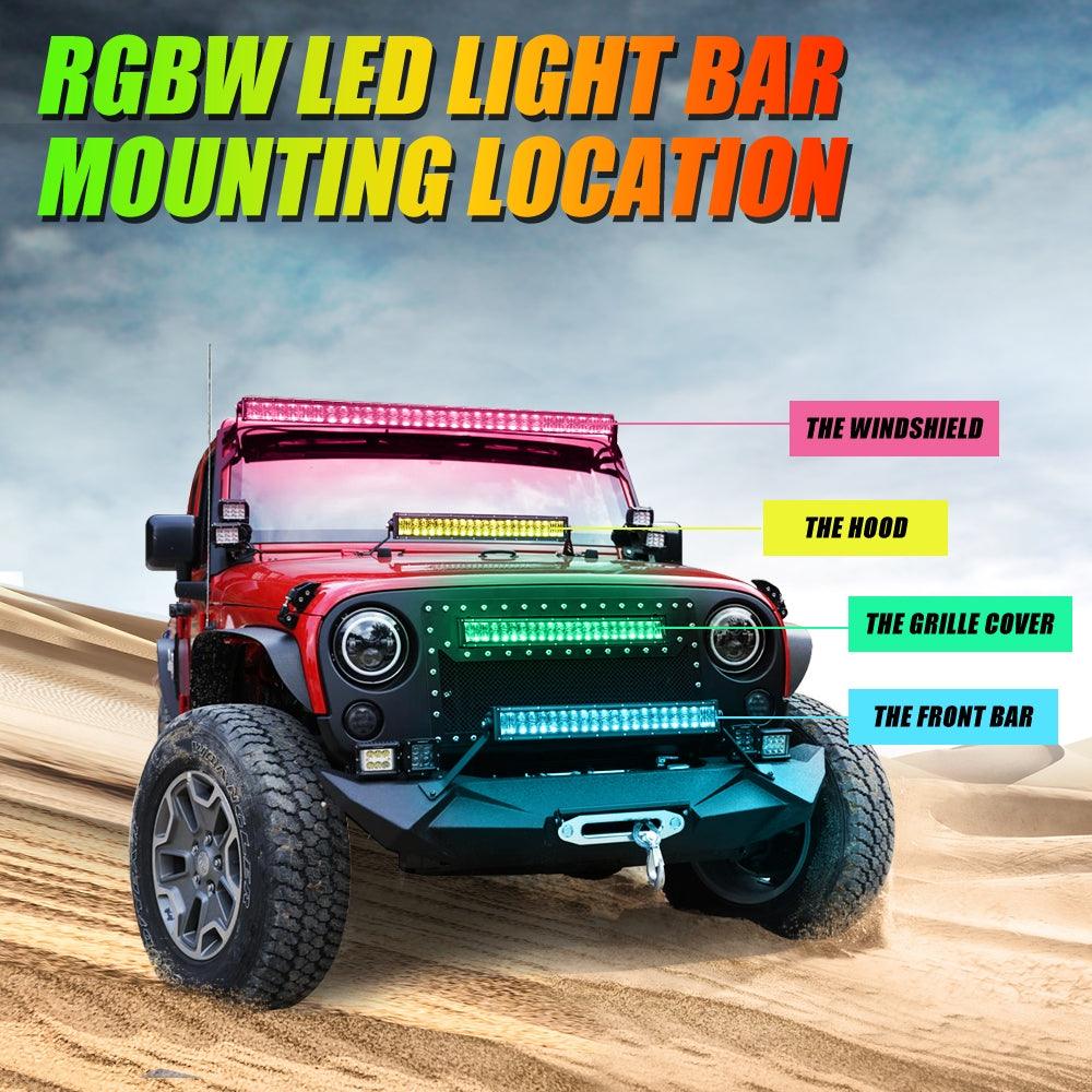 New 22 Inch V-PRO Series Straight RGBW Color Changing Off Road Led Light Bar