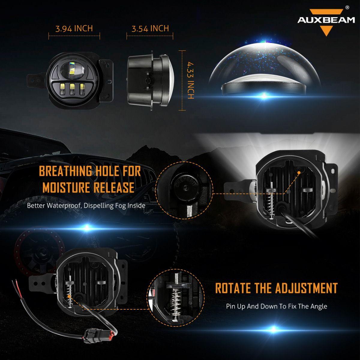 (2pcs/set) 30W 4 Inch LED Fog Lights with Adapter Ring & 2 Brackets for Jeep Wrangler JL JLU 2018 2019 2020 2021, Jeep Gladiator JT 2019 2020 2021