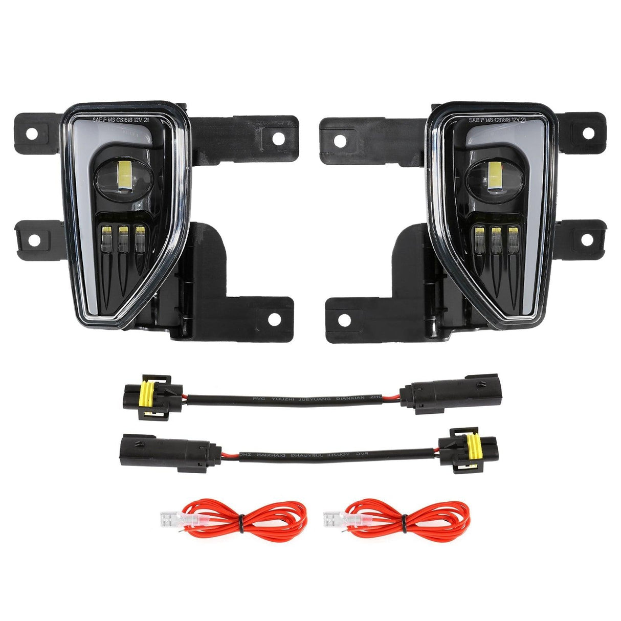 (2pcs/set) 45W DOT Approved LED Fog Lights with DRL for 2016-2018 Chevy Silverado 1500 (Black/Chrome)