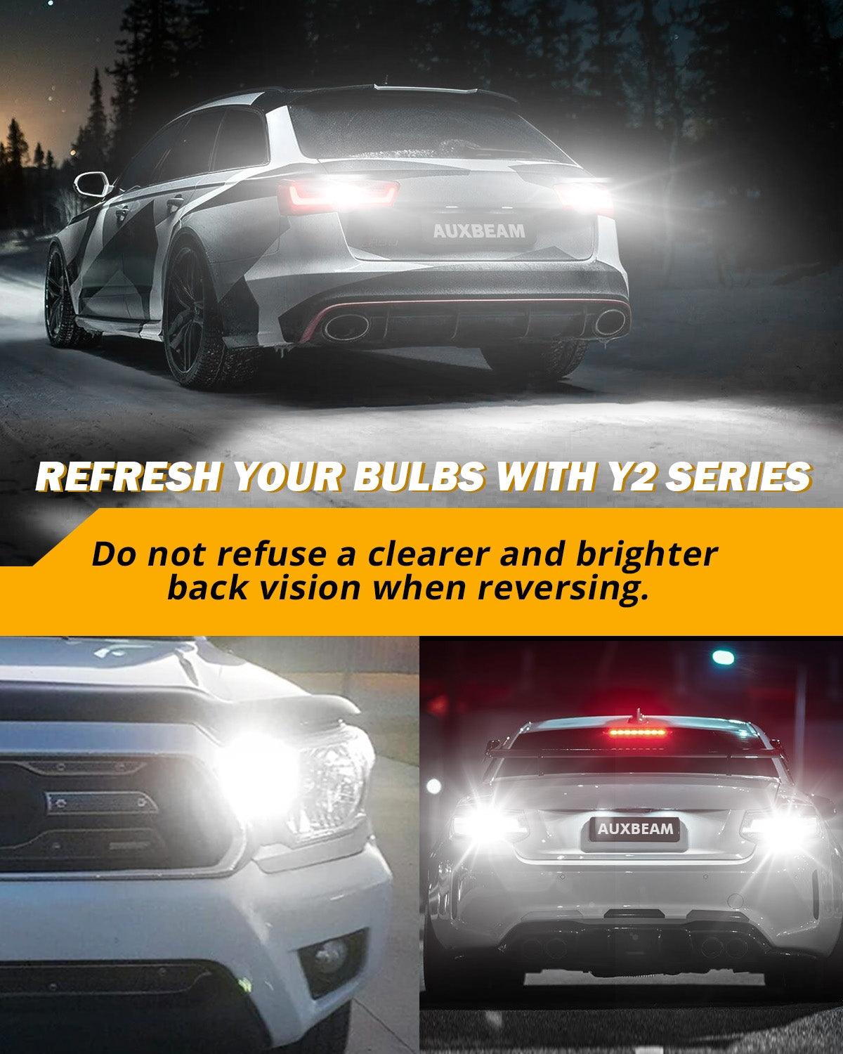 T25 3157 3156 LED Backup Reverse/Turn Signal/Brake Tail Light Bulbs 14W 6000LM CAN-Bus Error Free 6500K White Y2 Series | 2 Bulbs