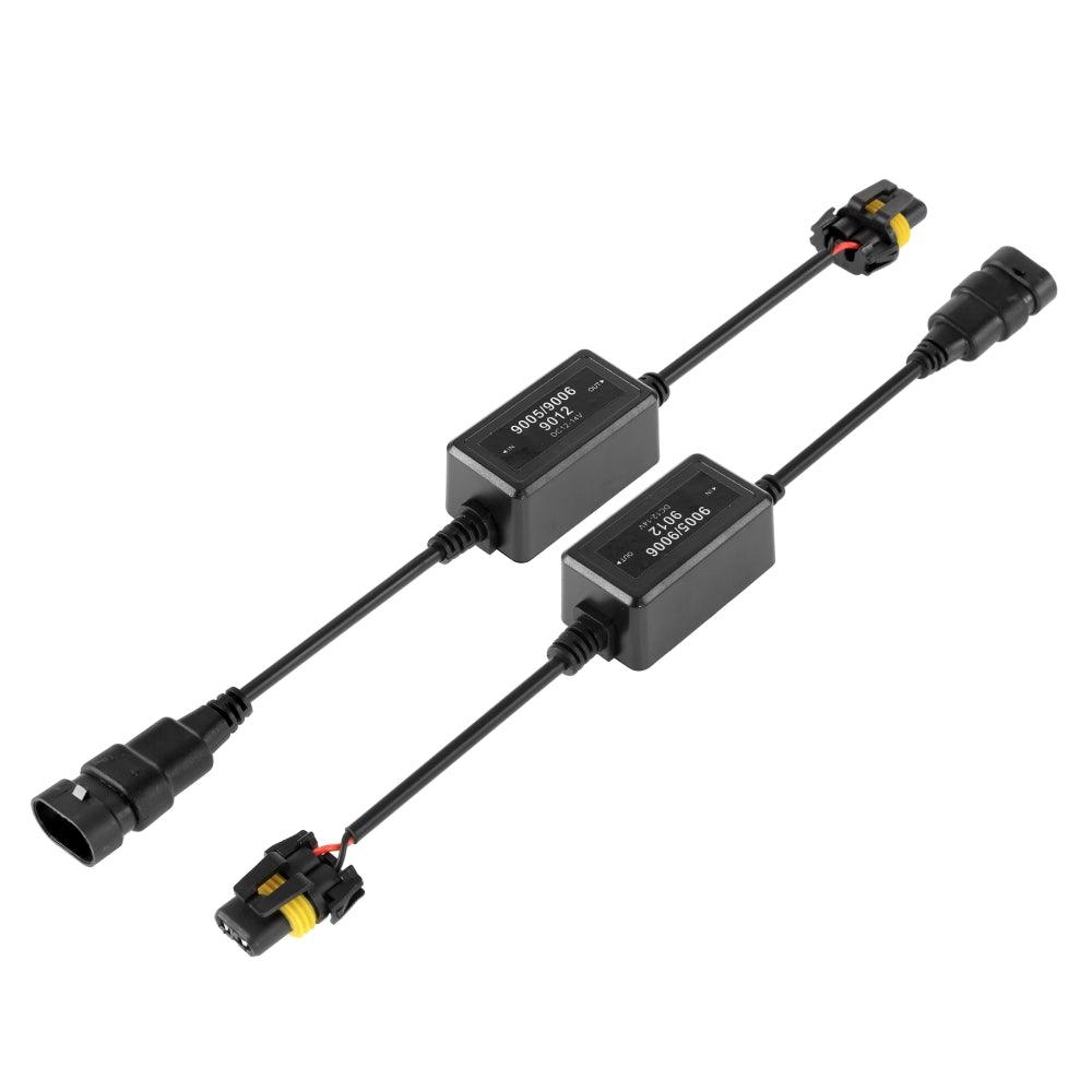 9012/HIR2 C10-Model Enhanced LED Headlight Bulbs Canbus Decoder Anti-flicker Hyper Flash No Warning Harness Resistor Conversion Kit 2pcs/set