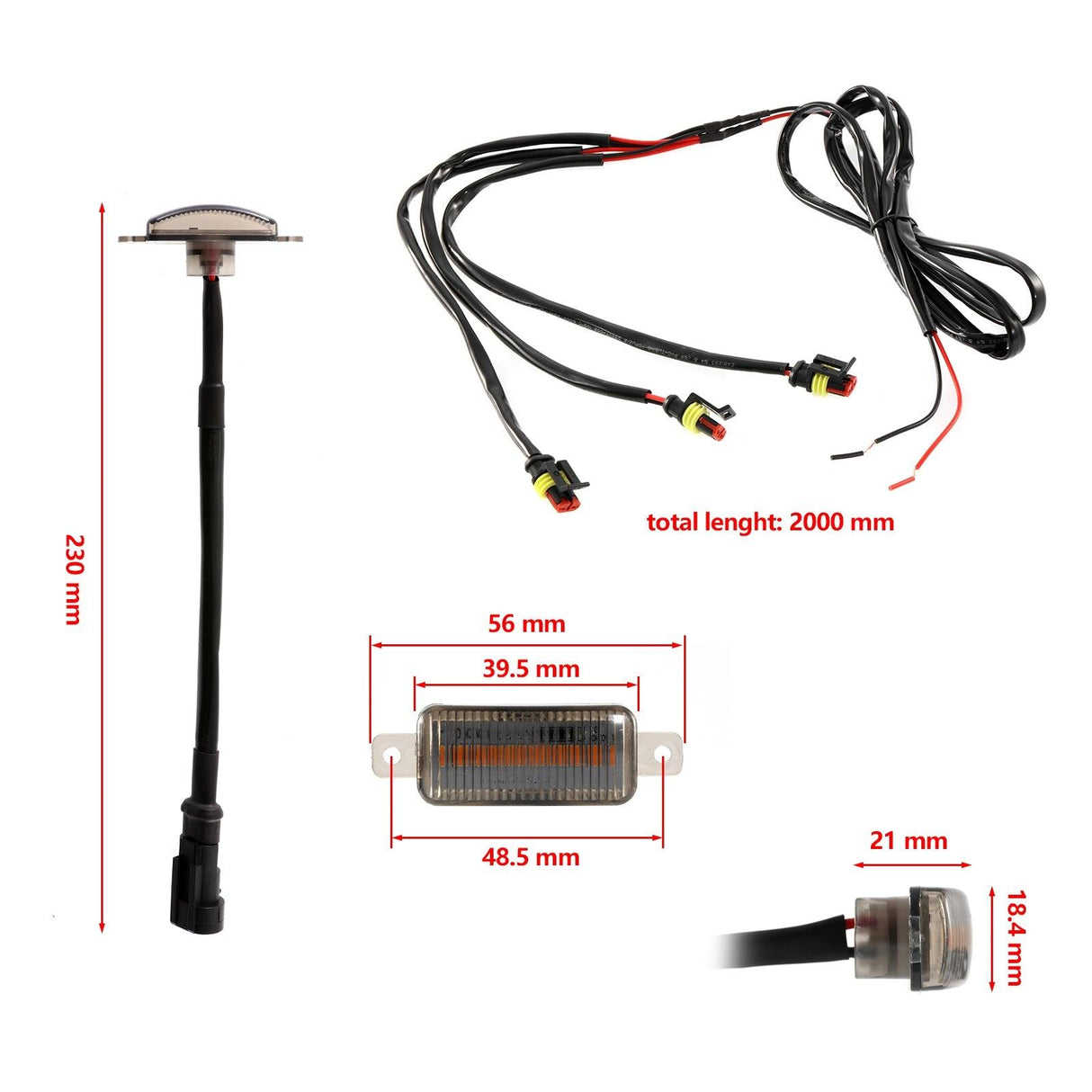 (3pcs/set) LED Front Grille Lights Raptor Style Amber Light Universal Car Modification (Amber shell/ Smoked shell)