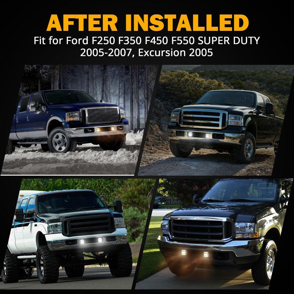 LED Fog Lights with White DRL & Amber Turn Signals for FORD F250 F350 F450 F550 Super Duty 2005 2006 2007