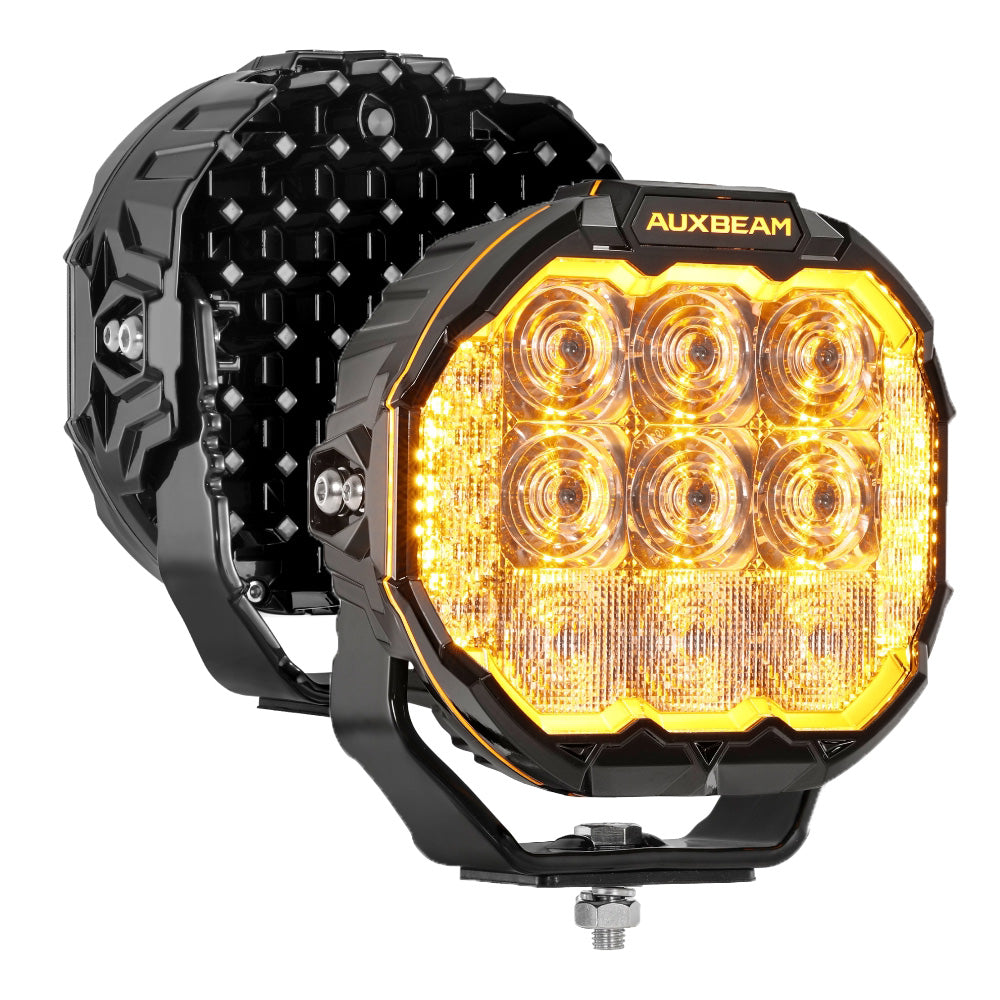 Auxbeam MASTER-T Series 7" Combo Beam Off-Road Lights Amber Backlight