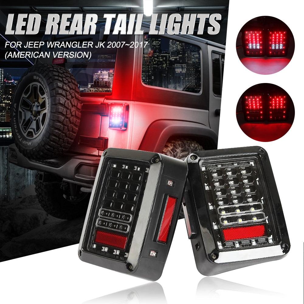 LED Tail Lights Rear Brake Turn Signal Reverse Lamp for Jeep Wrangler JK 2007-2017(American Version)