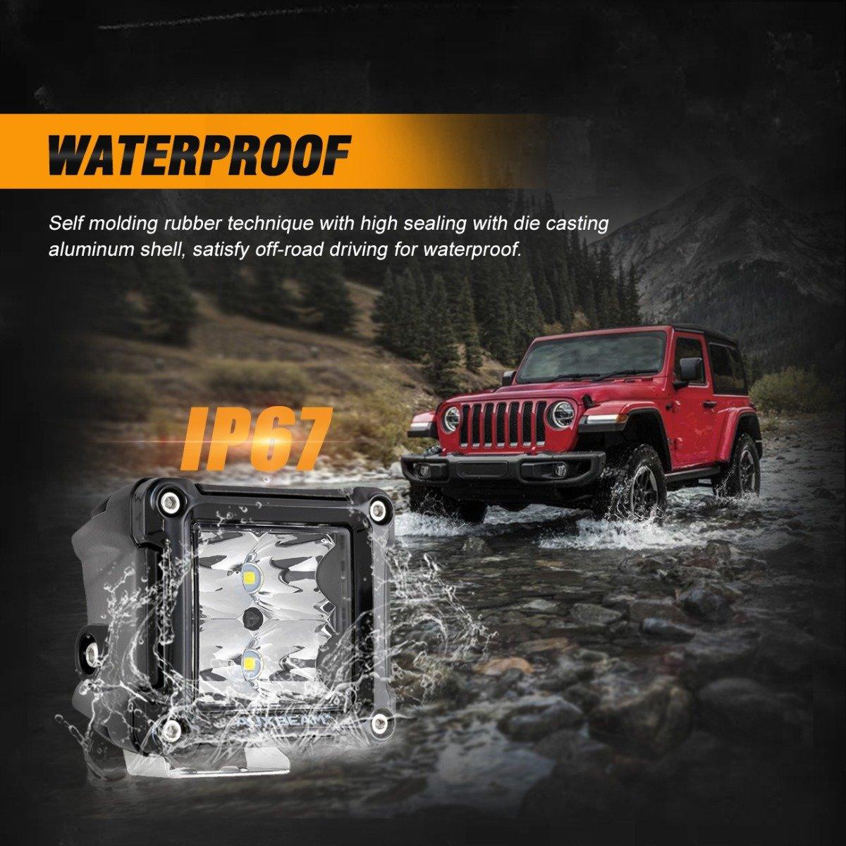 3 Inch LED Pods Light Spot/Flood Beam & A-pillar Mounting Brackets for for 2013-2021 Polaris Ranger models with the PRO-FIT cage