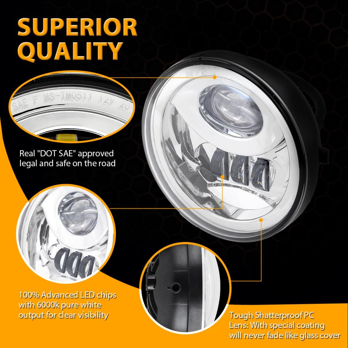 (2pcs/set) 27W Chrome LED Fog Light Assembly for Toyota Tacoma 2005-2011/ Toyota Solara 2004-2006/ Toyota Sequoia 2008-2015/ Toyota Tundra 2007-2013