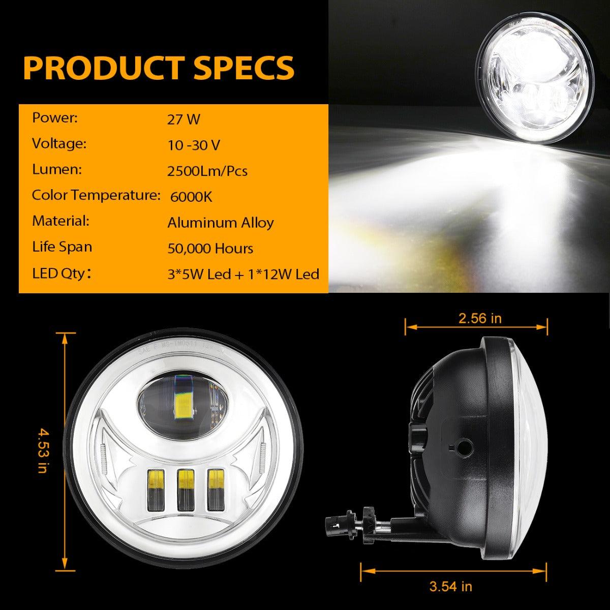 (2pcs/set) 27W Chrome LED Fog Light Assembly for Toyota Tacoma 2005-2011/ Toyota Solara 2004-2006/ Toyota Sequoia 2008-2015/ Toyota Tundra 2007-2013