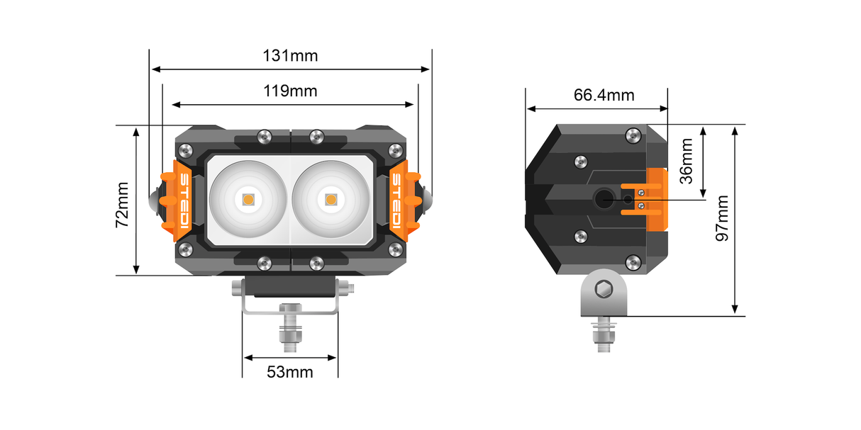 STEDI ST3301 Pro 4.6" 2 LED Work Light Rove Overland