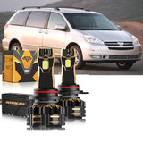 For 2004-2005 Toyota Sienna 9005 9006 LED Headlight Bulbs Bundle