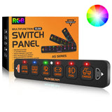 AS Series 4/6 Gang RGB Slim Switch Panel with APP&Remote Control, Toggle/ Momentary/ Pulsed Mode Supported(One-Sided Outlet)